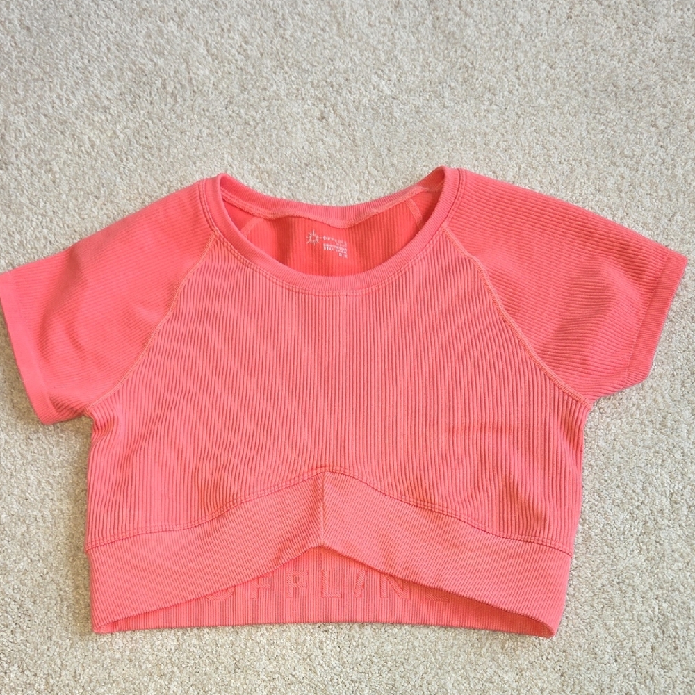 Aerie Offline Coral Pink Cropped Top